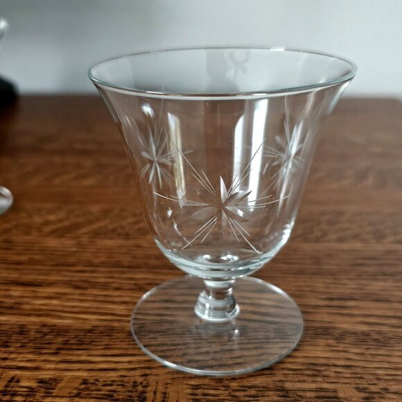 Etched Atomic Starburst Cocktail Glasses MCM 6-point star Susquehanna dessert (3 - Picture 11 of 14